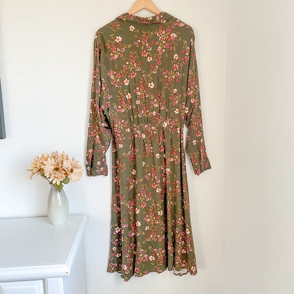 Nordstrom BP. NEW Green Floral Button Down Midi Dress Sz 3X - Picture 10 of 10